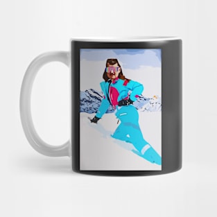 ski suit Mullet moustache retro vintage skiing 80's Mug